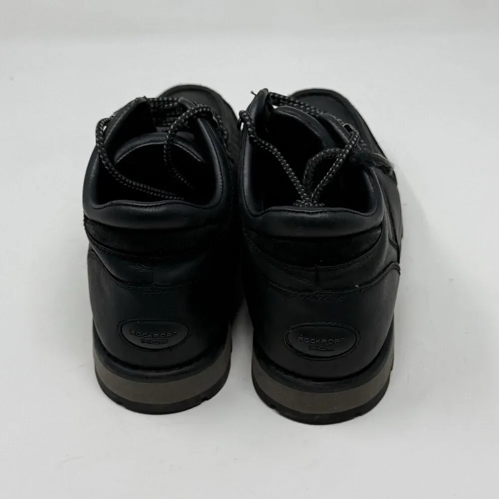 Rockport XCS Waterproof Chukka Boots Mens 8 W Wide Black Leather Preppy Gorpcore